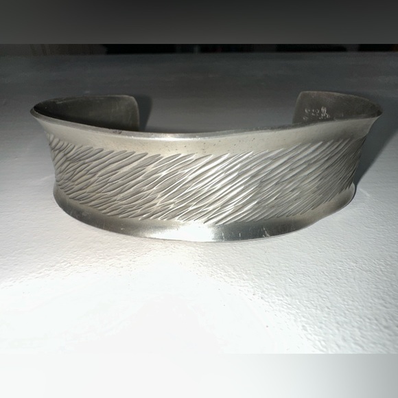 Vintage Designer Jorgen Jensen Pewter Denmark Cuff Bangle Bracelet - Picture 8 of 13